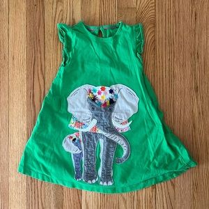 Mini Boden Green Elephant Sleeveless Dress